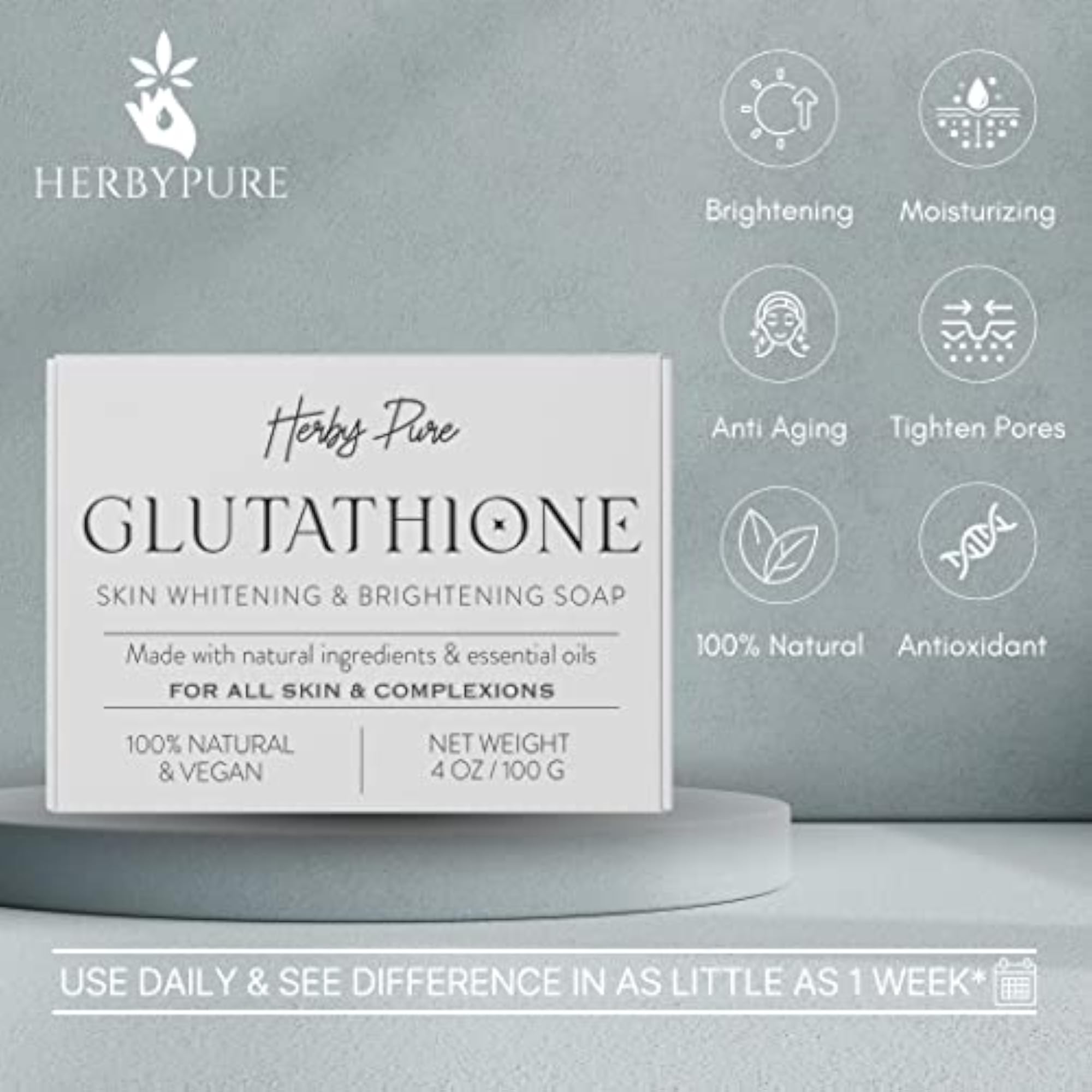 Glutathione Skin Whitening Natural Soap Bar, Brightening